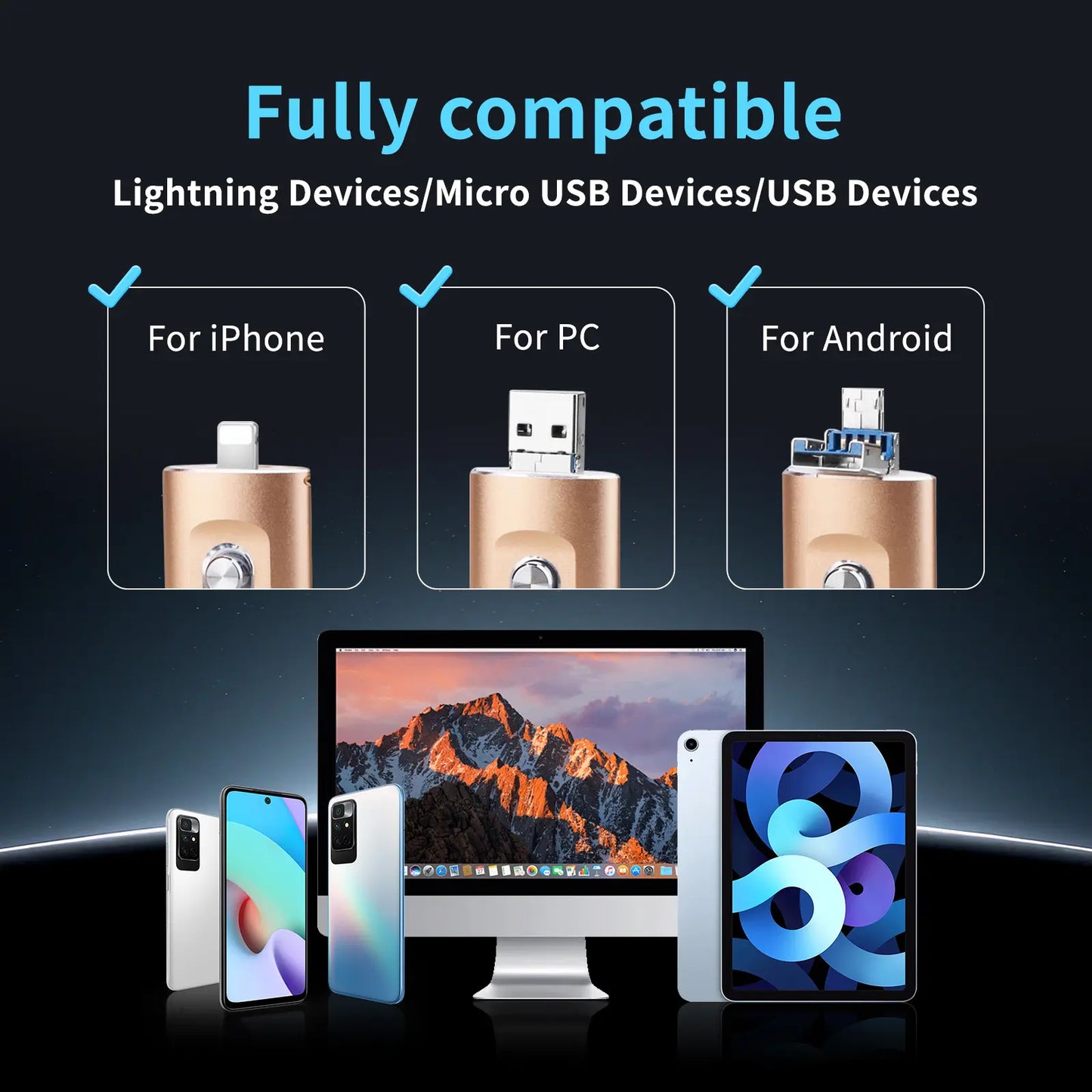 Portable 4-in-1 High Speed Flash Drive, High SpeedUSB 3.0 Memory Storage