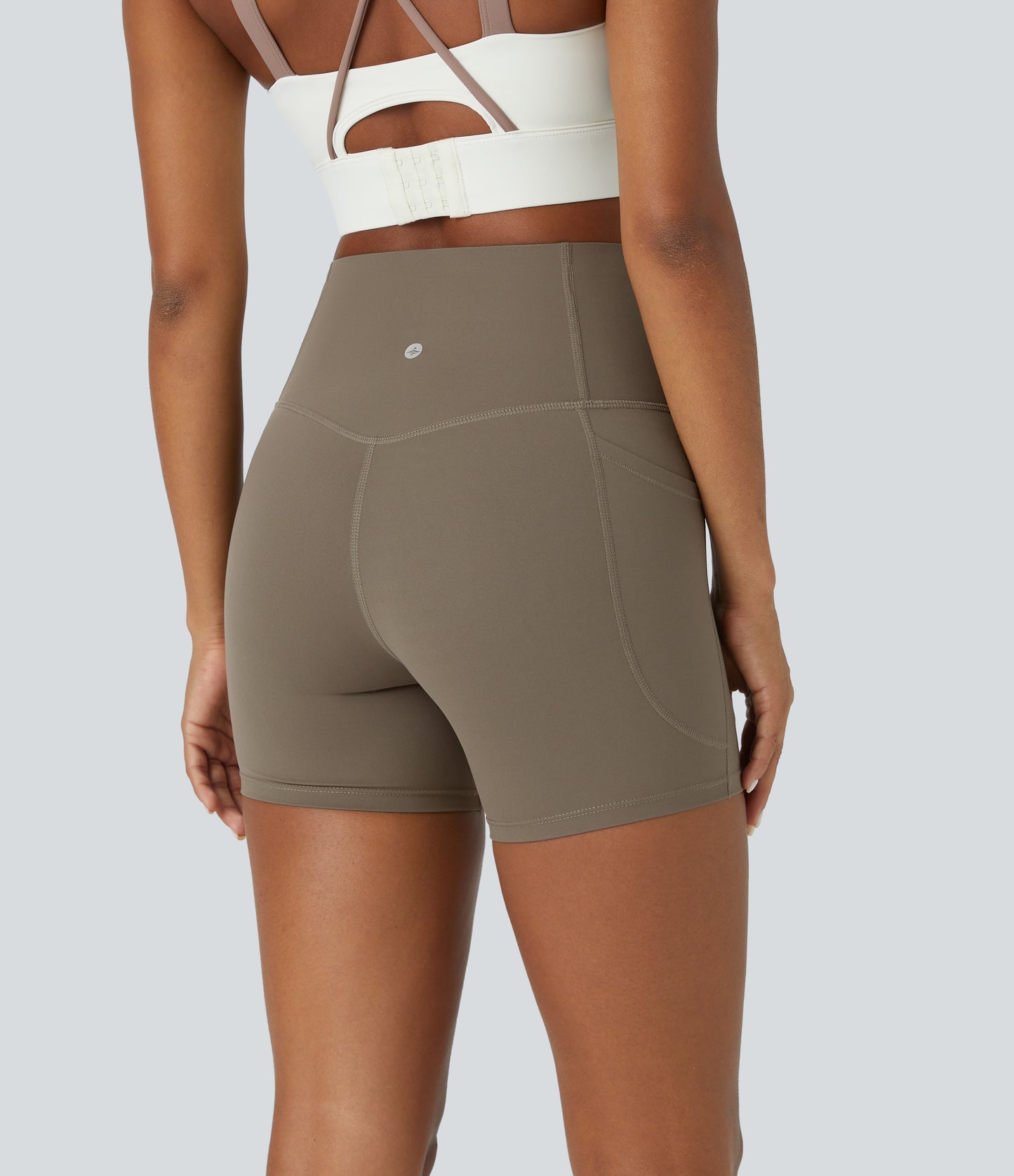 Høy midje magekontroll sidelommer formende treningsbiker shorts 12,5 cm
