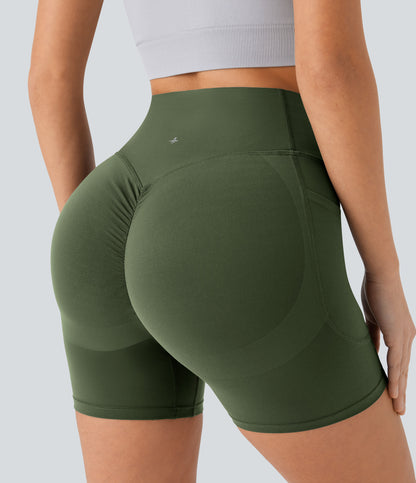 Høy midje, skrumpet rumpeløftende, magekontroll, formende sidelommer, treningsbiker-shorts 12,5 cm