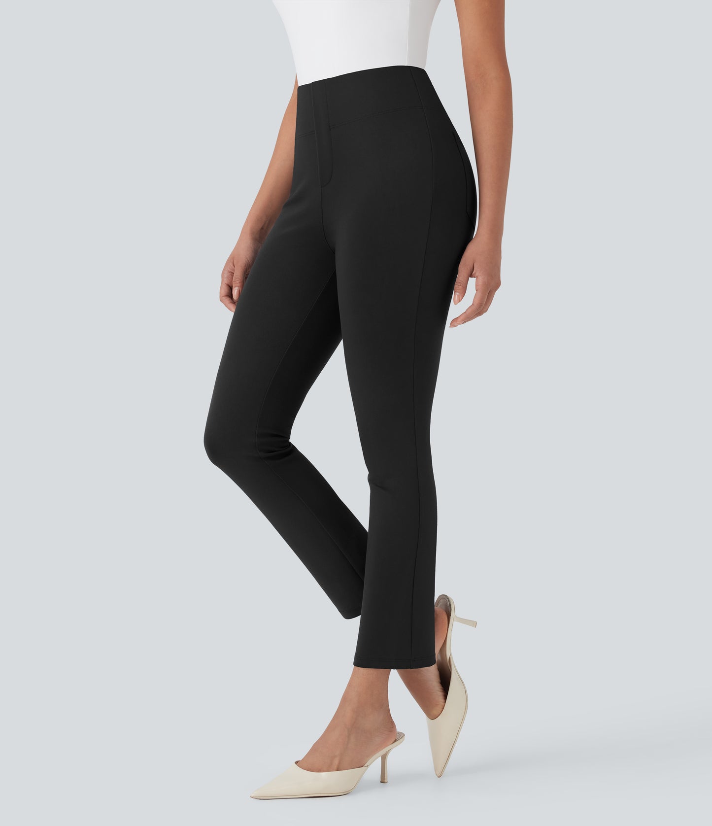 High Waisted Pocket Tapered Cropped Work Pants