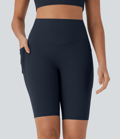 Short cycliste taille haute avec poches gainantes et effet gainant, 23 cm 