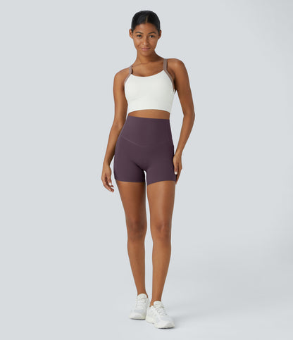 Høy midje magekontroll sidelommer formende treningsbiker shorts 12,5 cm