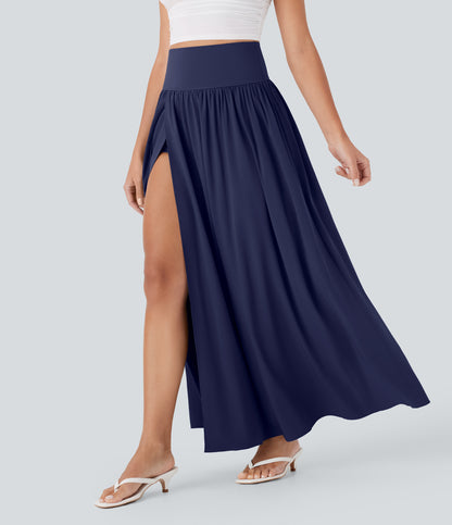 Jupe longue fluide 2 en 1 à taille haute et à séchage rapide 