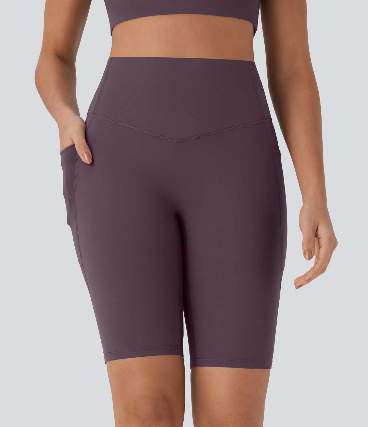 Short cycliste taille haute avec poches gainantes et effet gainant, 23 cm 