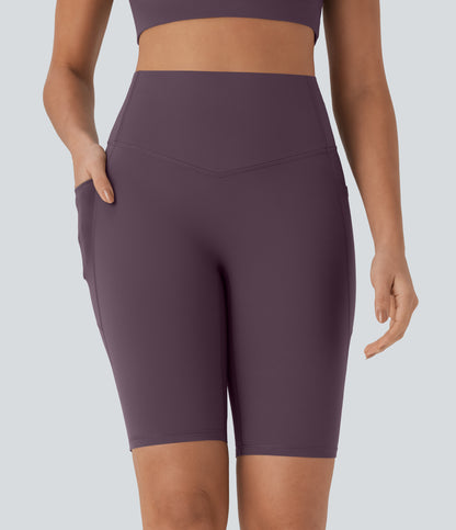 Short cycliste taille haute avec poches gainantes et effet gainant, 23 cm 