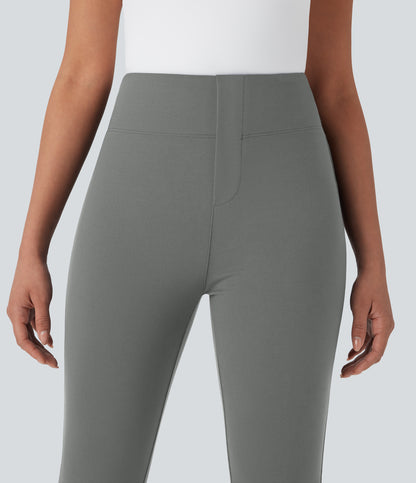 High Waisted Pocket Tapered Cropped Work Pants