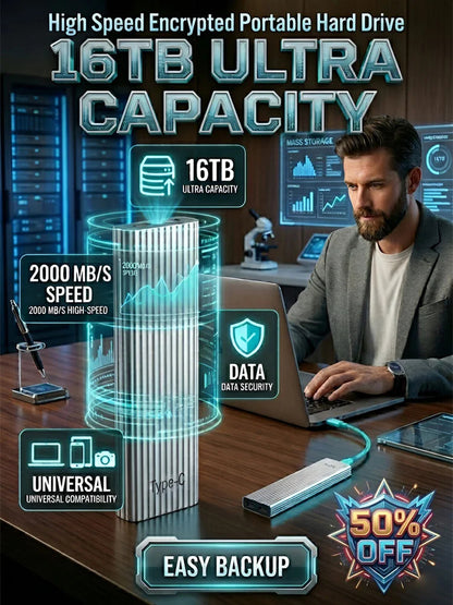 ⚡16TB Large-Capacity Type-C Portable Mini SSD