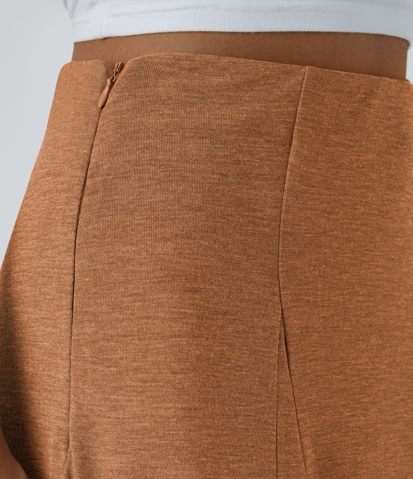 High Waisted Side Zipper Maxi Casual Flare Skirt