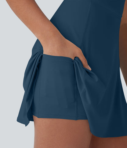 U Neck 2-in-1 Pocket Mini Cool Touch Dance Active Dress-Easy Peezy