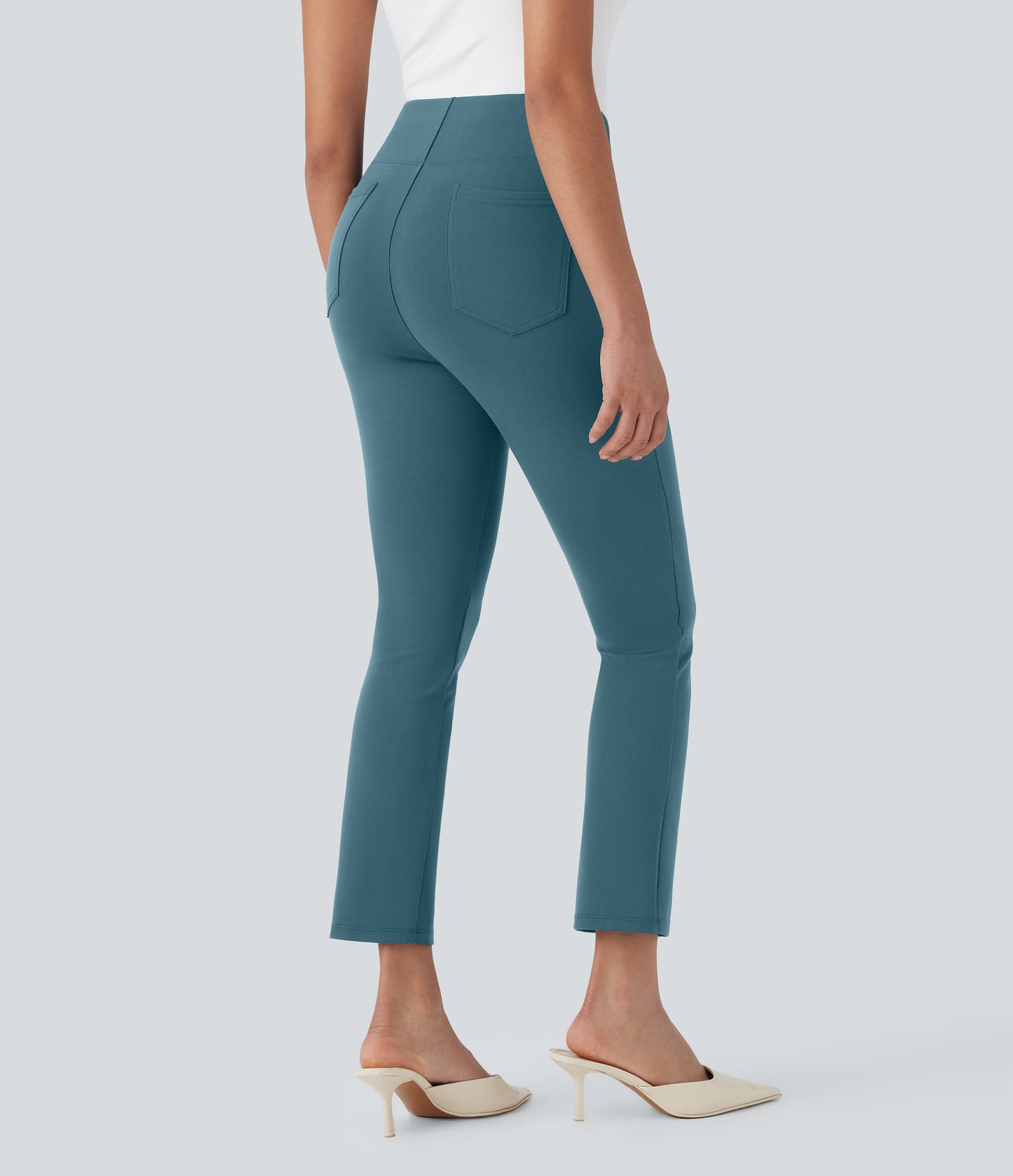 High Waisted Pocket Tapered Cropped Work Pants