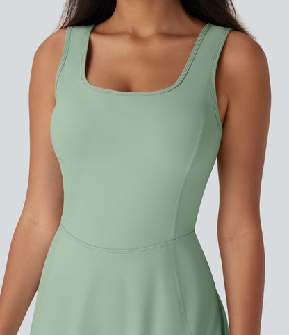 U Neck 2-in-1 Pocket Mini Cool Touch Dance Active Dress-Easy Peezy