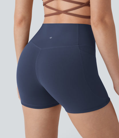 Hoch taillierte, bauchkontrollierende, formende Trainings-Bikershorts mit Tasche, 3 Zoll