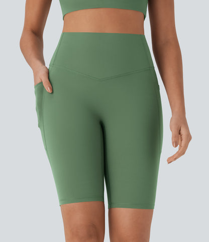 Short cycliste taille haute avec poches gainantes et effet gainant, 23 cm 