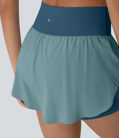 QuickDry Laufshorts mit hoher Taille, reflektierenden Punkten, überkreuztem Saum und 2-in-1-Taschen