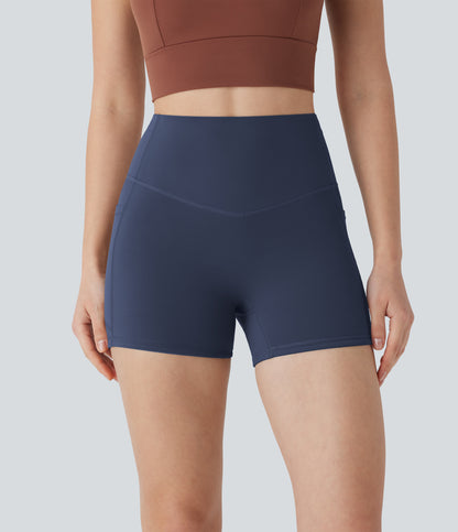 Hoch taillierte, bauchkontrollierende, formende Trainings-Bikershorts mit Tasche, 3 Zoll