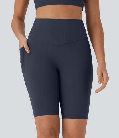 Short cycliste taille haute avec poches gainantes et effet gainant, 23 cm 