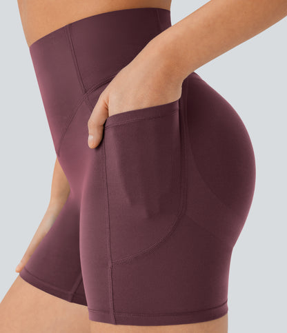 Høy midje, skrumpet rumpeløftende, magekontroll, formende sidelommer, treningsbiker-shorts 12,5 cm