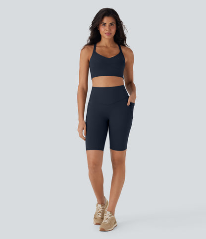 Short cycliste taille haute avec poches gainantes et effet gainant, 23 cm 
