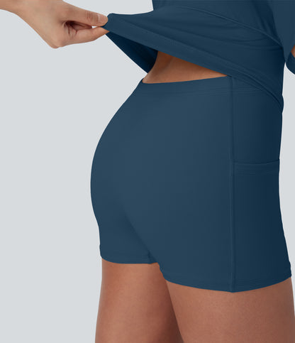U Neck 2-in-1 Pocket Mini Cool Touch Dance Active Dress-Easy Peezy