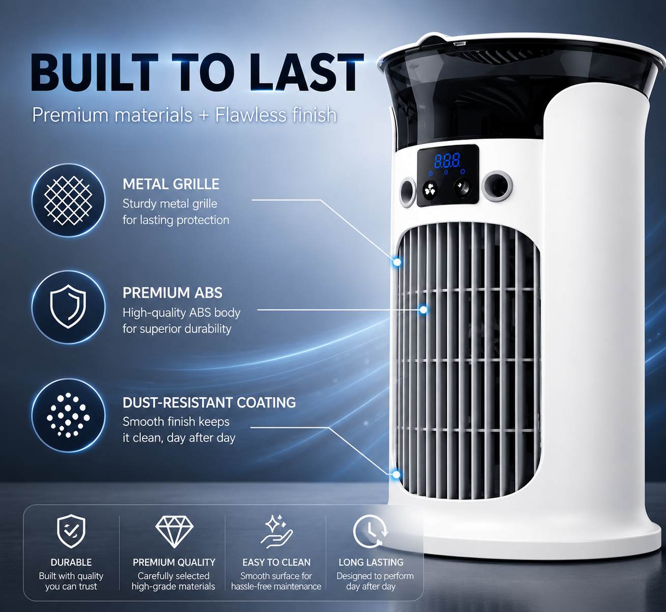 ❄️ 2026 Hot Sale | 3-in-1 Portable Air Cooler ❄️ Portable Mist Air Cooler with LED Night Light