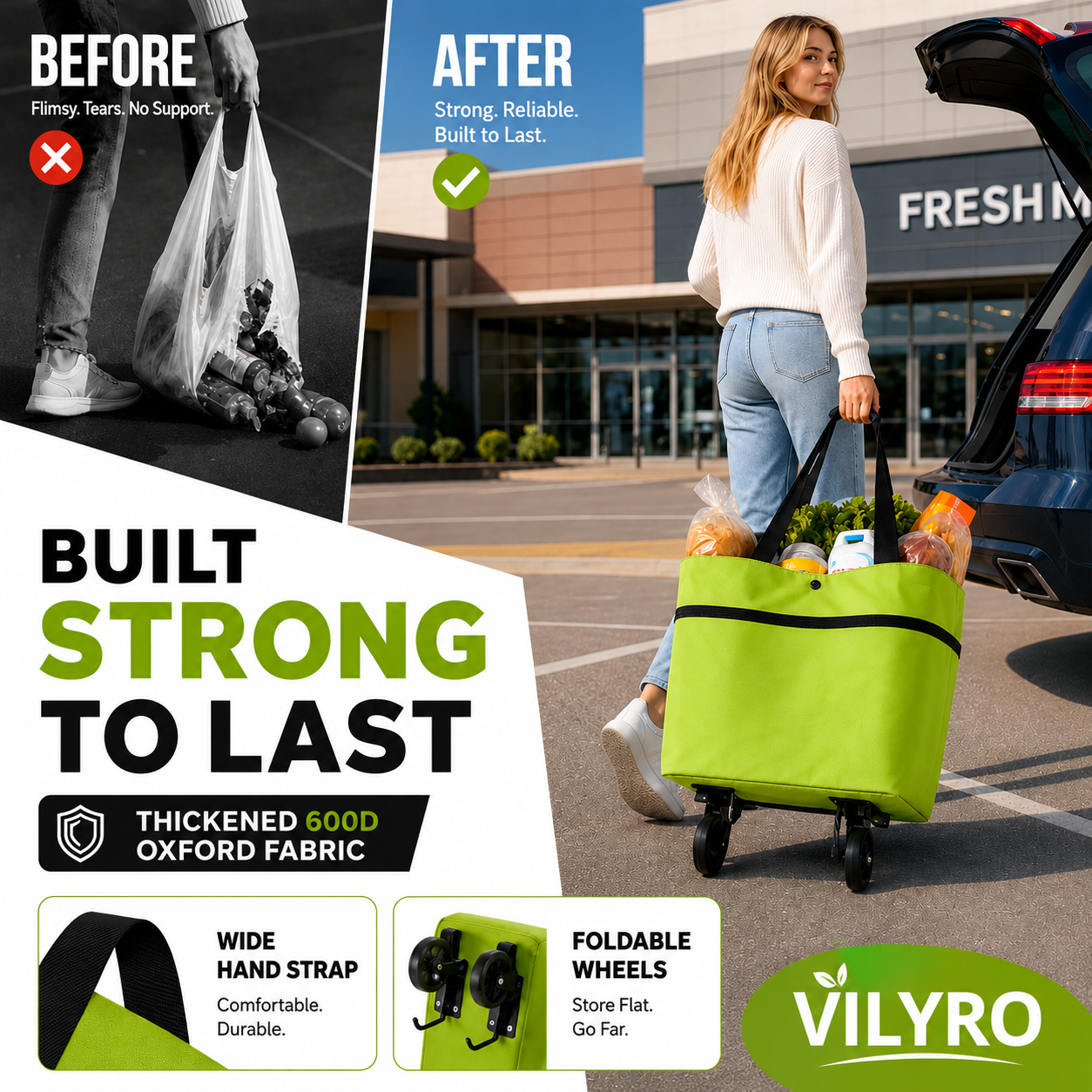 🏆75K+ Sold 🔥2-in-1 Foldable Shopping Cart