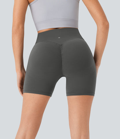 Høy midje, skrumpet rumpeløftende, magekontroll, formende sidelommer, treningsbiker-shorts 12,5 cm