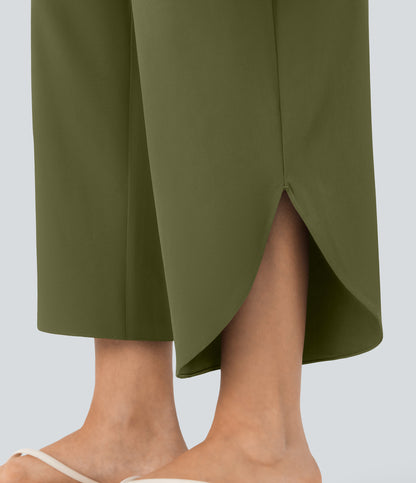 High Waisted Tummy Control Pocket Hem Quick Dry Pants