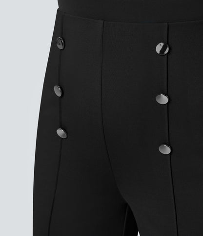 High Waisted Pocket Wide Leg Work Pants