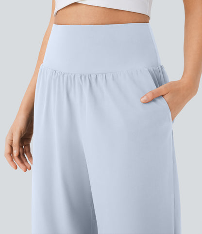 High Waisted Tummy Control Pocket Hem Quick Dry Pants