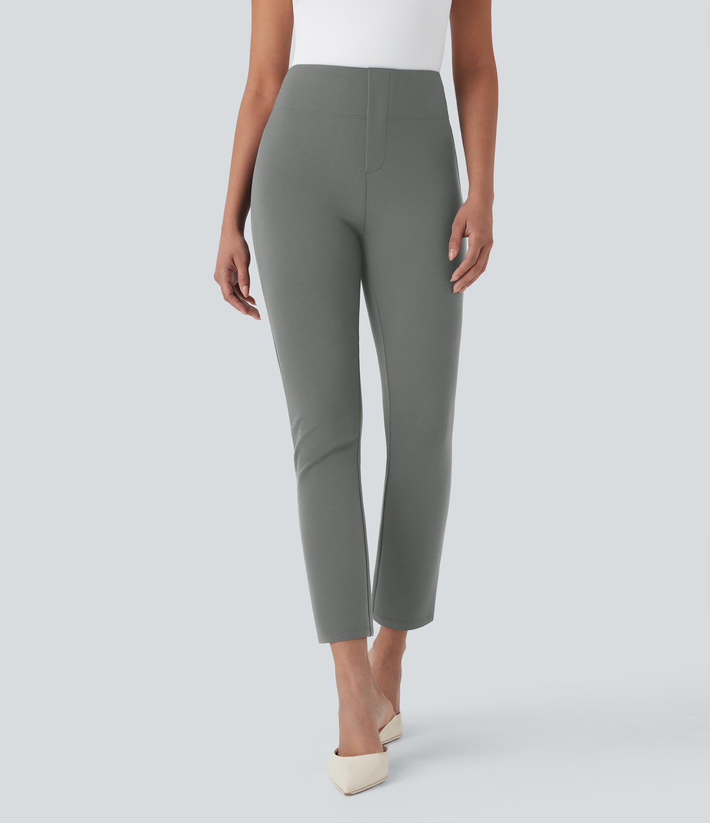 High Waisted Pocket Tapered Cropped Work Pants