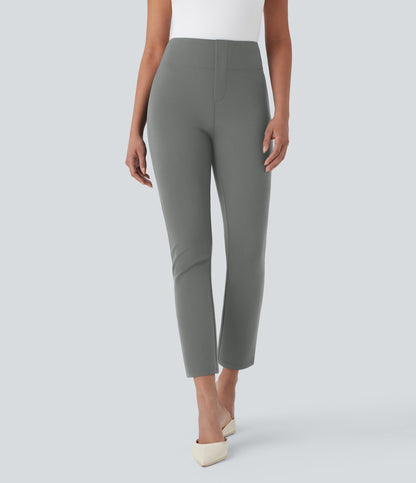 High Waisted Pocket Tapered Cropped Work Pants