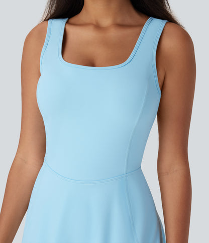 U Neck 2-in-1 Pocket Mini Cool Touch Dance Active Dress-Easy Peezy