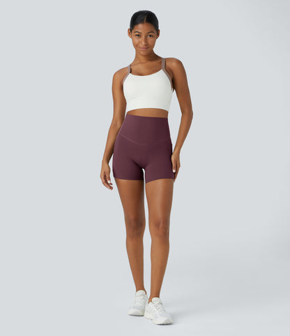 Høy midje magekontroll sidelommer formende treningsbiker shorts 12,5 cm