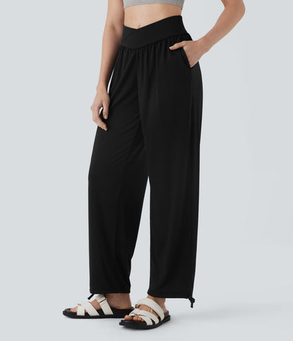 High Waisted Pocket Drawstring Casual Joggers