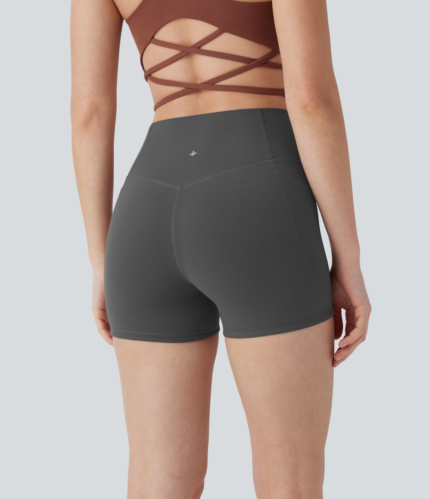 Hoch taillierte, bauchkontrollierende, formende Trainings-Bikershorts mit Tasche, 3 Zoll