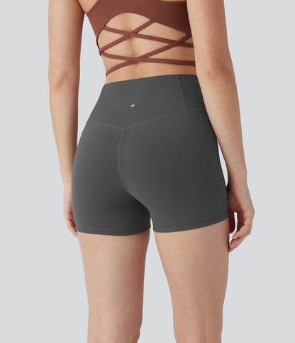 Hoch taillierte, bauchkontrollierende, formende Trainings-Bikershorts mit Tasche, 3 Zoll