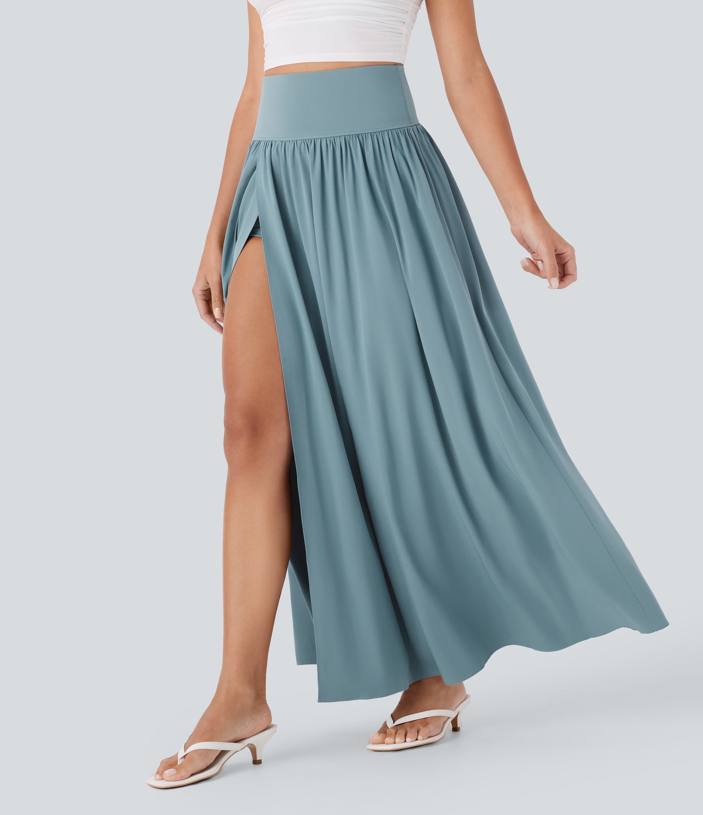 Jupe longue fluide 2 en 1 à taille haute et à séchage rapide 