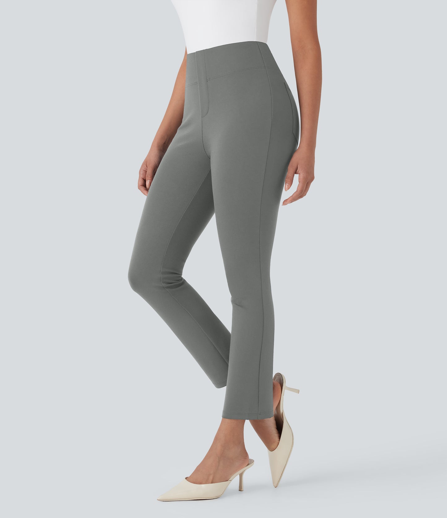 High Waisted Pocket Tapered Cropped Work Pants