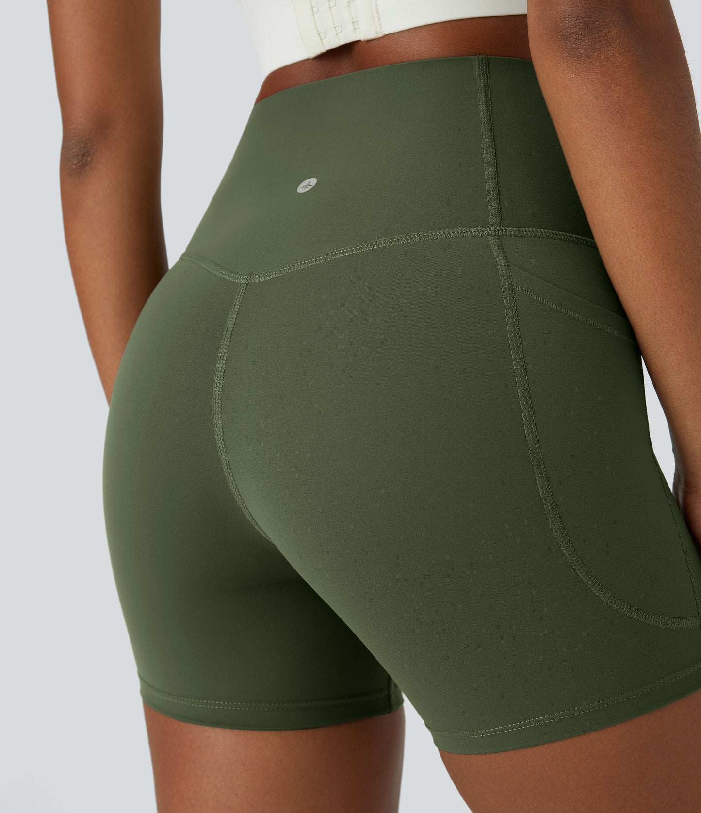 Høy midje magekontroll sidelommer formende treningsbiker shorts 12,5 cm
