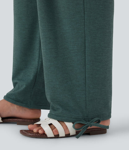 High Waisted Pocket Drawstring Casual Joggers