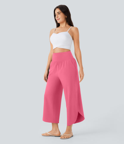 High Waisted Tummy Control Pocket Hem Quick Dry Pants