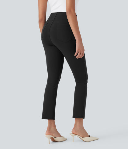 High Waisted Pocket Tapered Cropped Work Pants