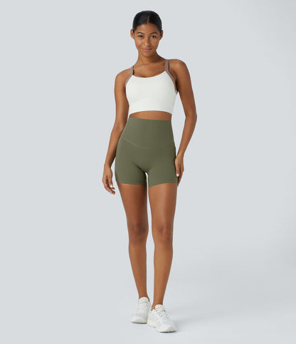Høy midje magekontroll sidelommer formende treningsbiker shorts 12,5 cm