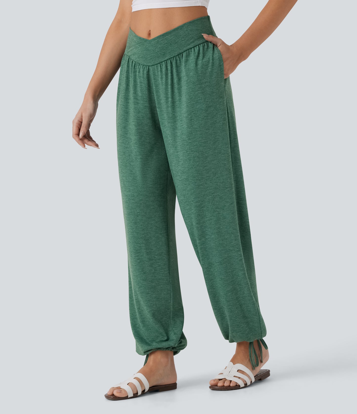 High Waisted Pocket Drawstring Casual Joggers