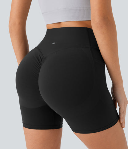 Høy midje, skrumpet rumpeløftende, magekontroll, formende sidelommer, treningsbiker-shorts 12,5 cm