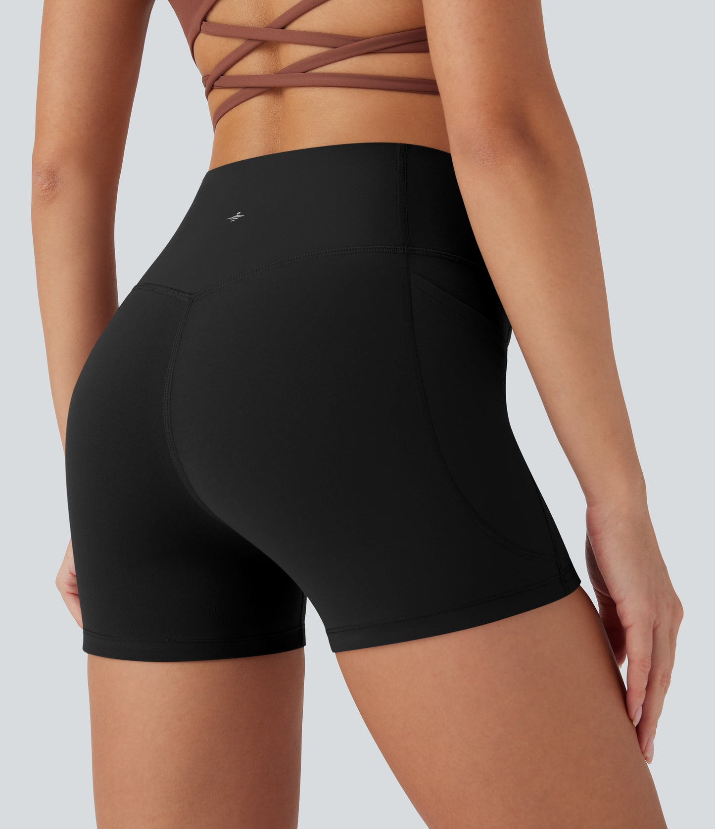 Hoch taillierte, bauchkontrollierende, formende Trainings-Bikershorts mit Tasche, 3 Zoll