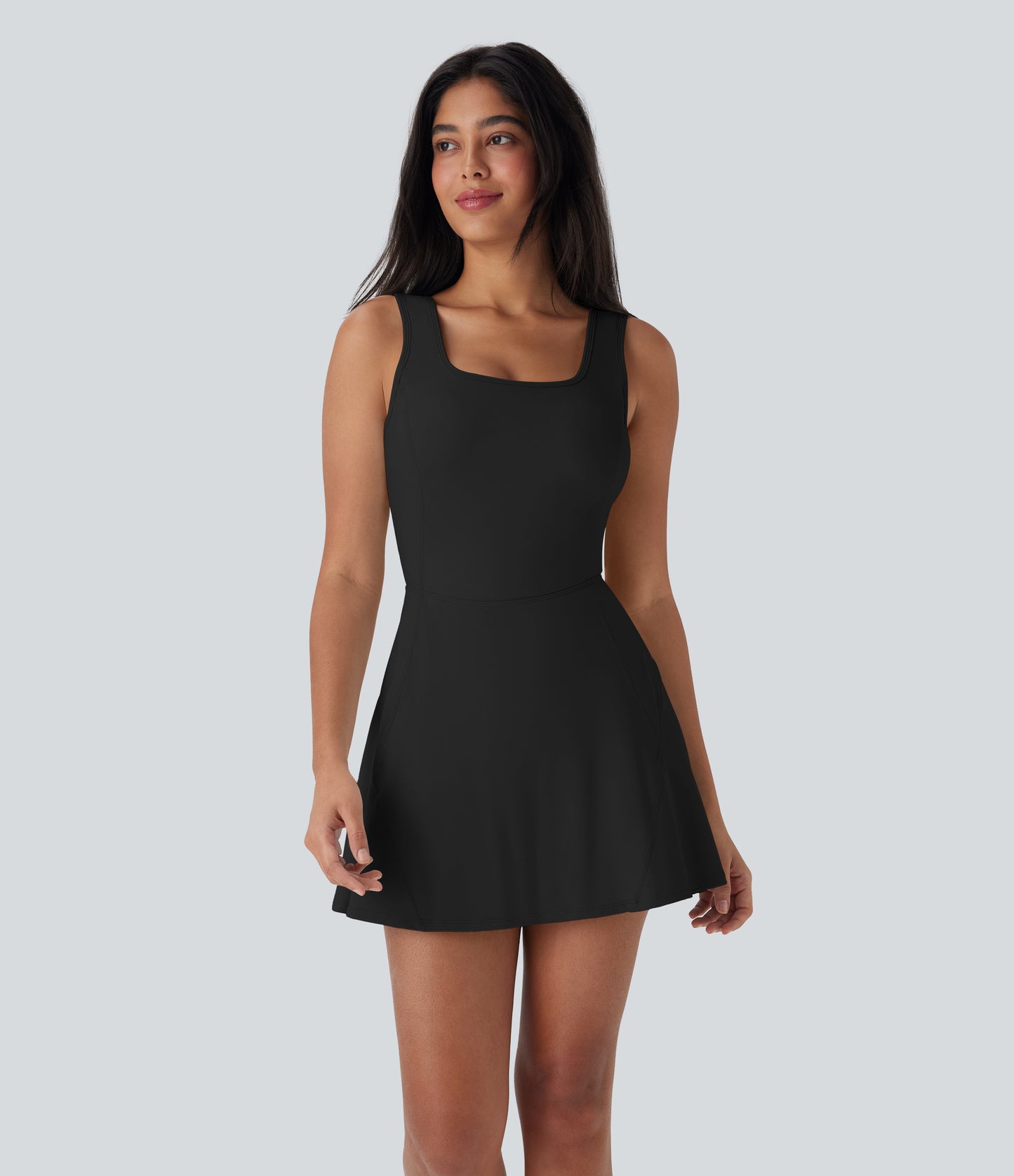 U Neck 2-in-1 Pocket Mini Cool Touch Dance Active Dress-Easy Peezy