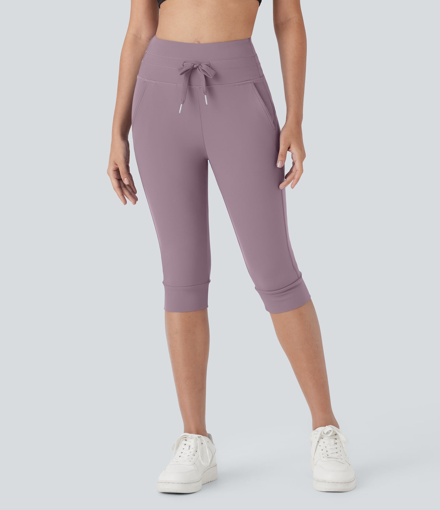 High Waisted Drawstring Pocket Yoga Pedal Pusher Joggers