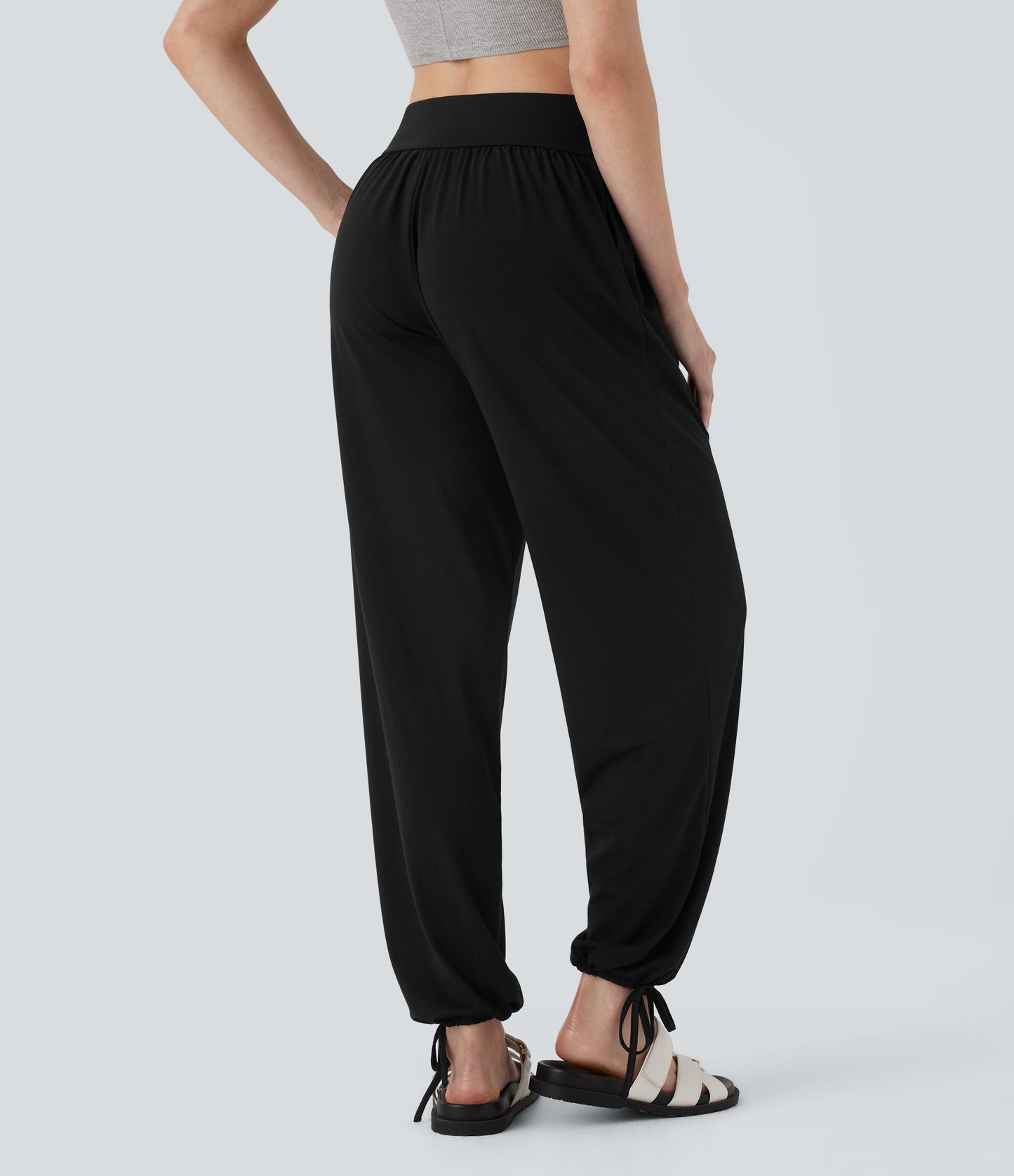 High Waisted Pocket Drawstring Casual Joggers