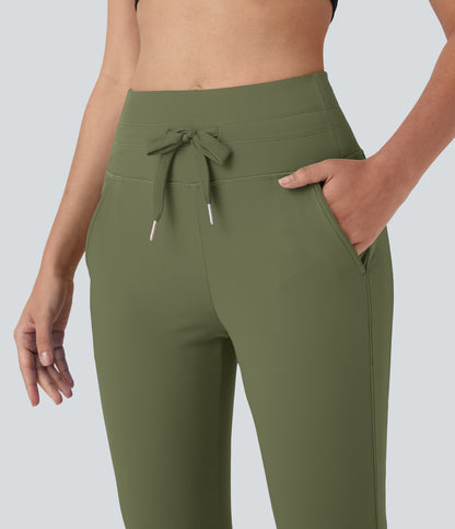 High Waisted Drawstring Pocket Yoga Pedal Pusher Joggers